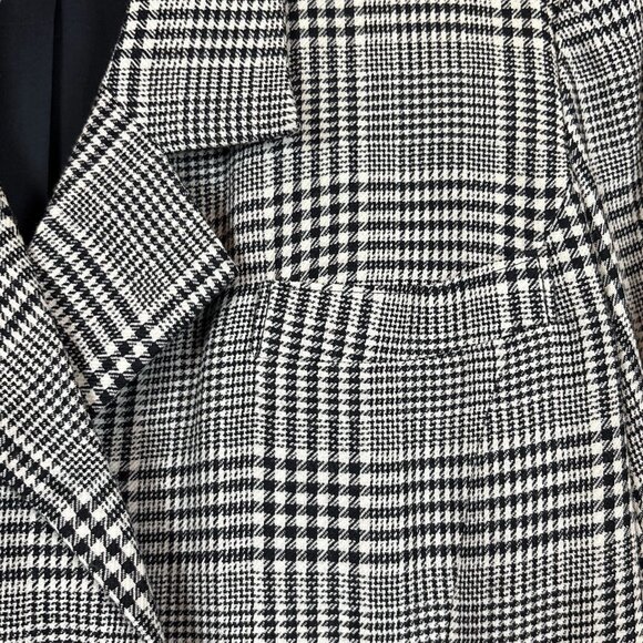 Rickie Freeman Teri Jon Wool Houndstooth Gingham Blazer Dress Black Gray Size 12 - Picture 5 of 12